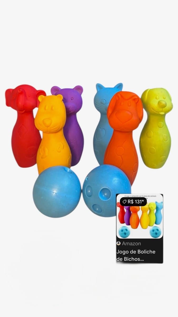 Jogo de Boliche Coleção Bichinhos da Roma Brinquedos, tamanho Não informado
