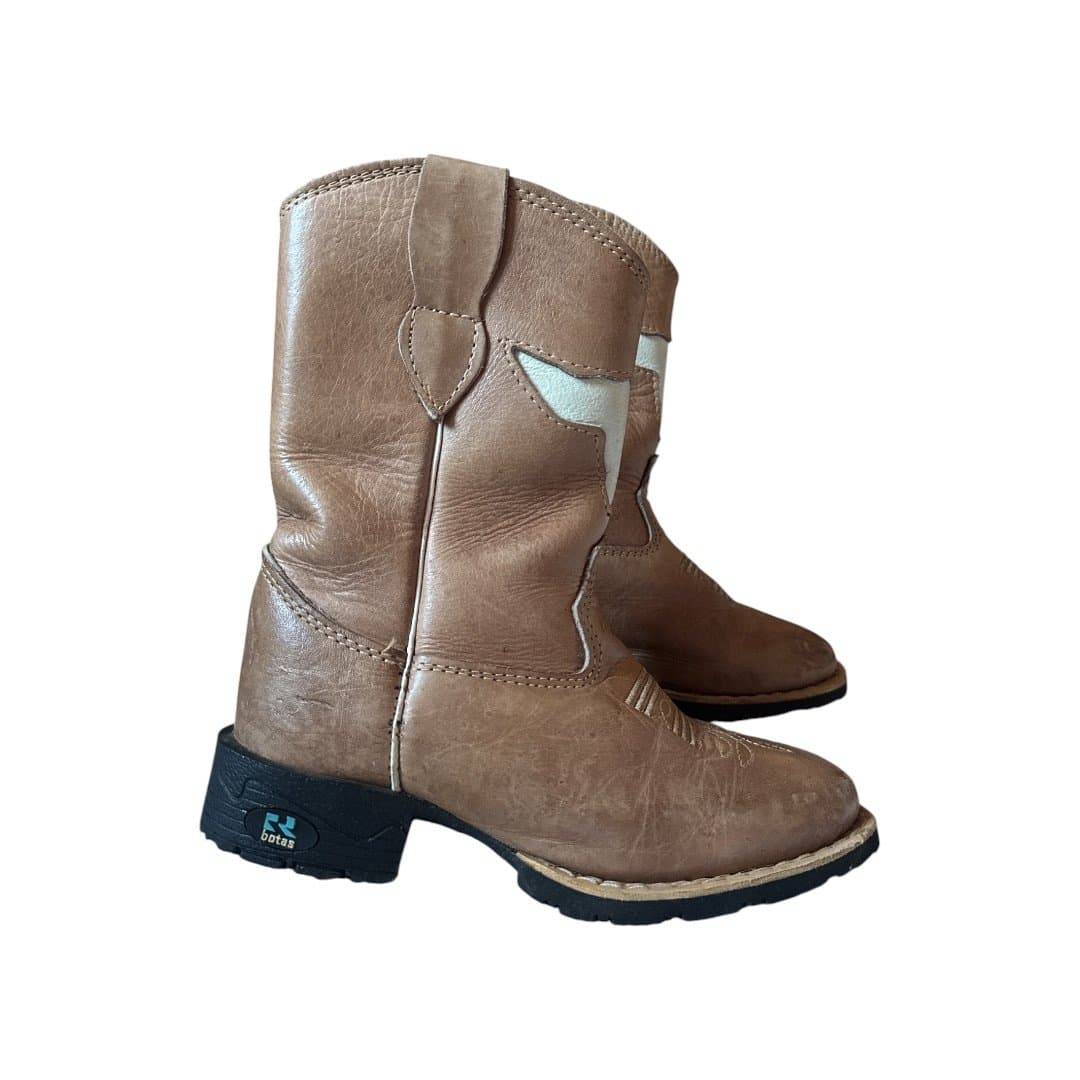 Bota Texana Couro, Marrom-claro, tamanho 30