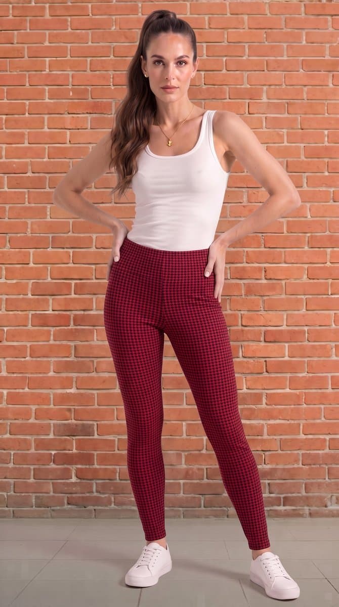 Calça Xadrez Vermelha e Preta Zara, Zara, Vermelho, tamanho P — foto 2