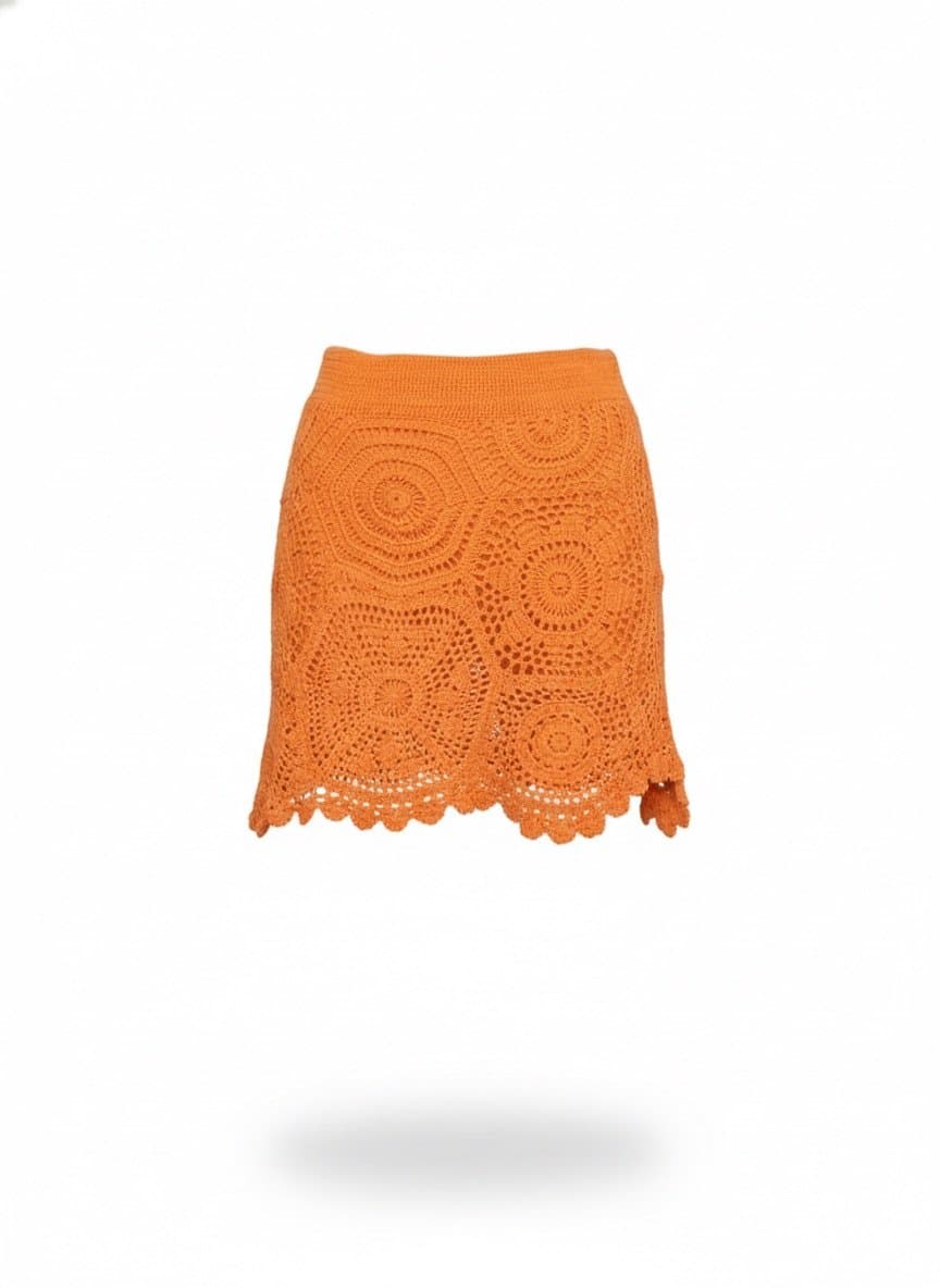 Saia Croche Coral Tam 38, Coral, tamanho M