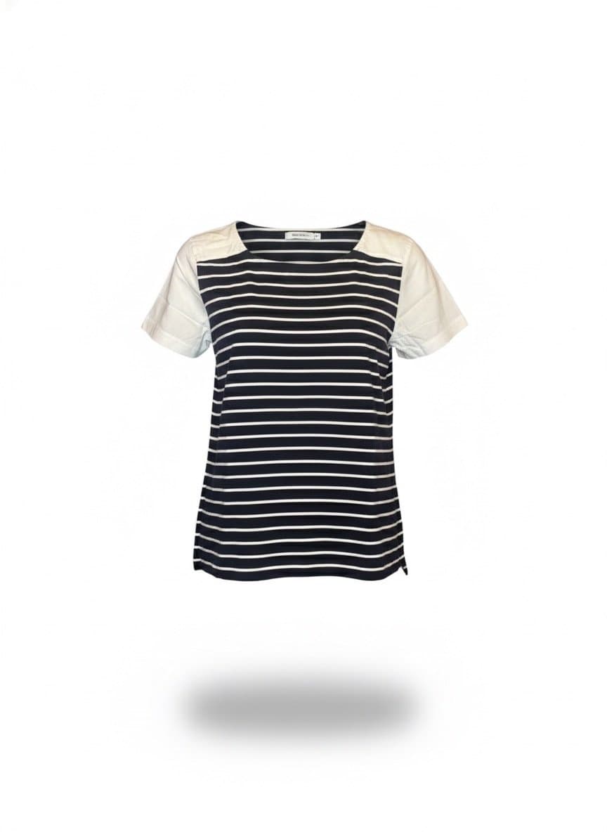 Tee Listra Marinho/Off French M, Azul-marinho, tamanho M