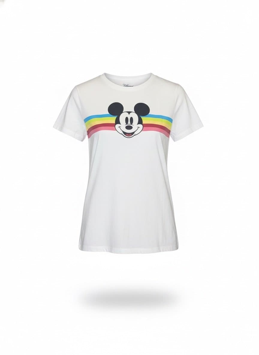 Tee Mickey Arcoiris G, Branco, tamanho G