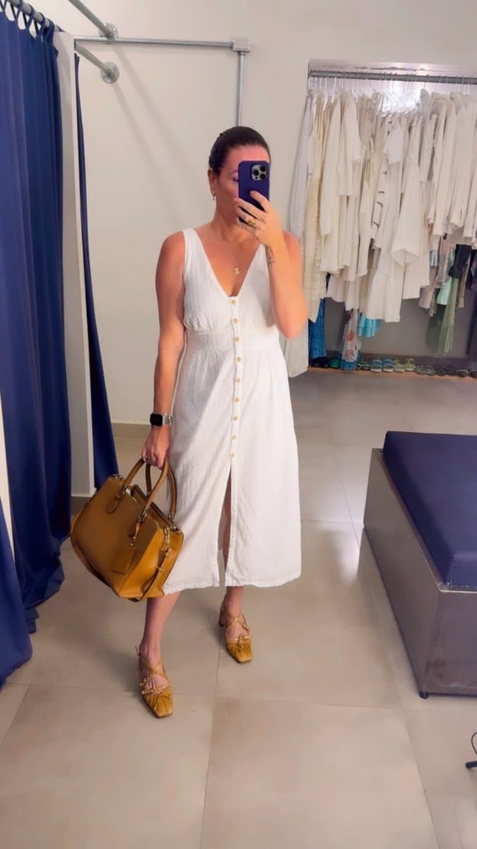 Vestido Dress To Laise Branco Botoes, Dress To, Branco, tamanho G — foto 3