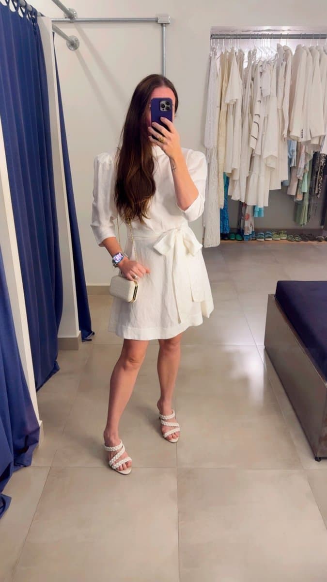 Vestido Curto Ml Off 100% Linho Zoe - Com Etiqueta, Zoe, Branco, tamanho 42 — foto 3