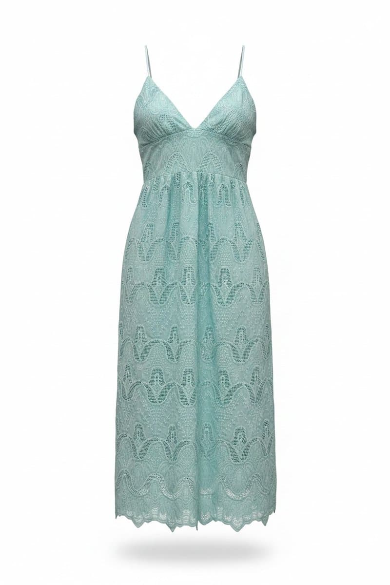 Vestido Midi Tiffany Renda+bordado Aquarella - Com Etiqueta, Aquarella, Azul-turquesa, tamanho 42