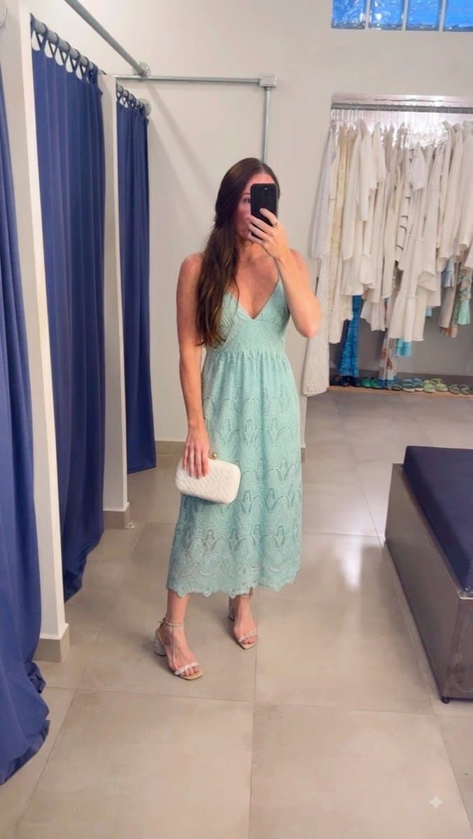 Vestido Midi Tiffany Renda+bordado Aquarella - Com Etiqueta, Aquarella, Azul-turquesa, tamanho 42 — foto 3
