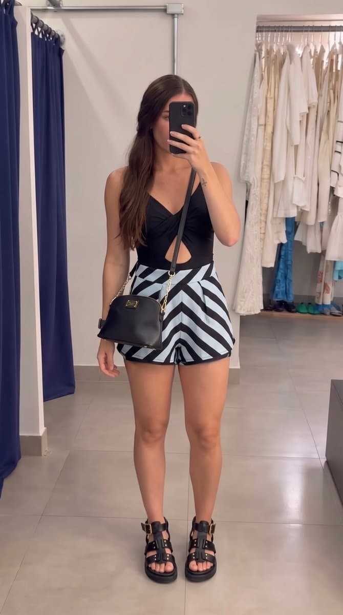 Shorts Alfaiataria Listras Azul/Preto Animale, Animale, Azul, tamanho 42 — foto 4