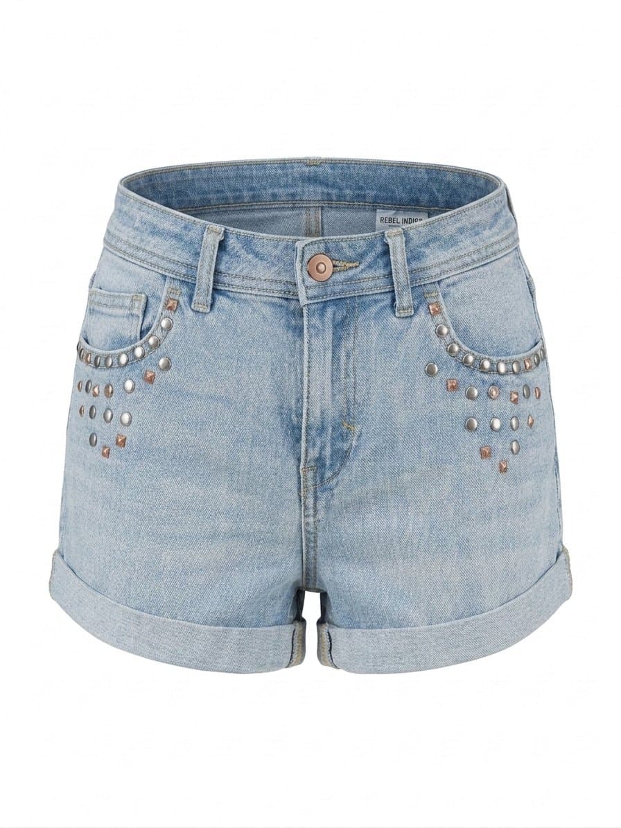 Shorts Jeans Tachas Selena Gomes, Azul, tamanho 38