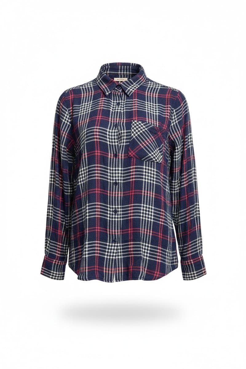 Camisa Xadez Marinho/Verm Bluestell P, Bluesteel, Azul-marinho, tamanho M