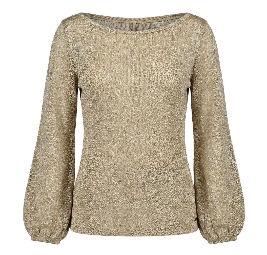 Tricot Bege Carol Arbex C Lurex P, Bege, tamanho P