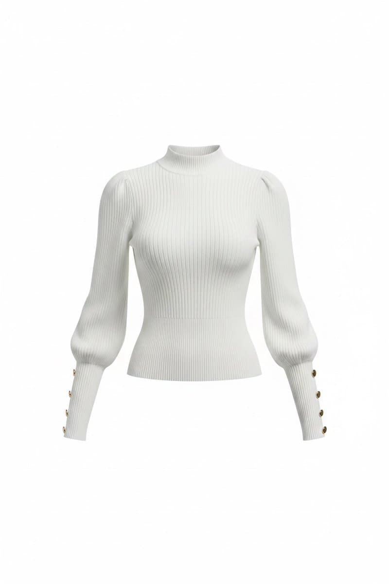 Tricot Ml Off Botoes Dourado Punho, Branco, tamanho P