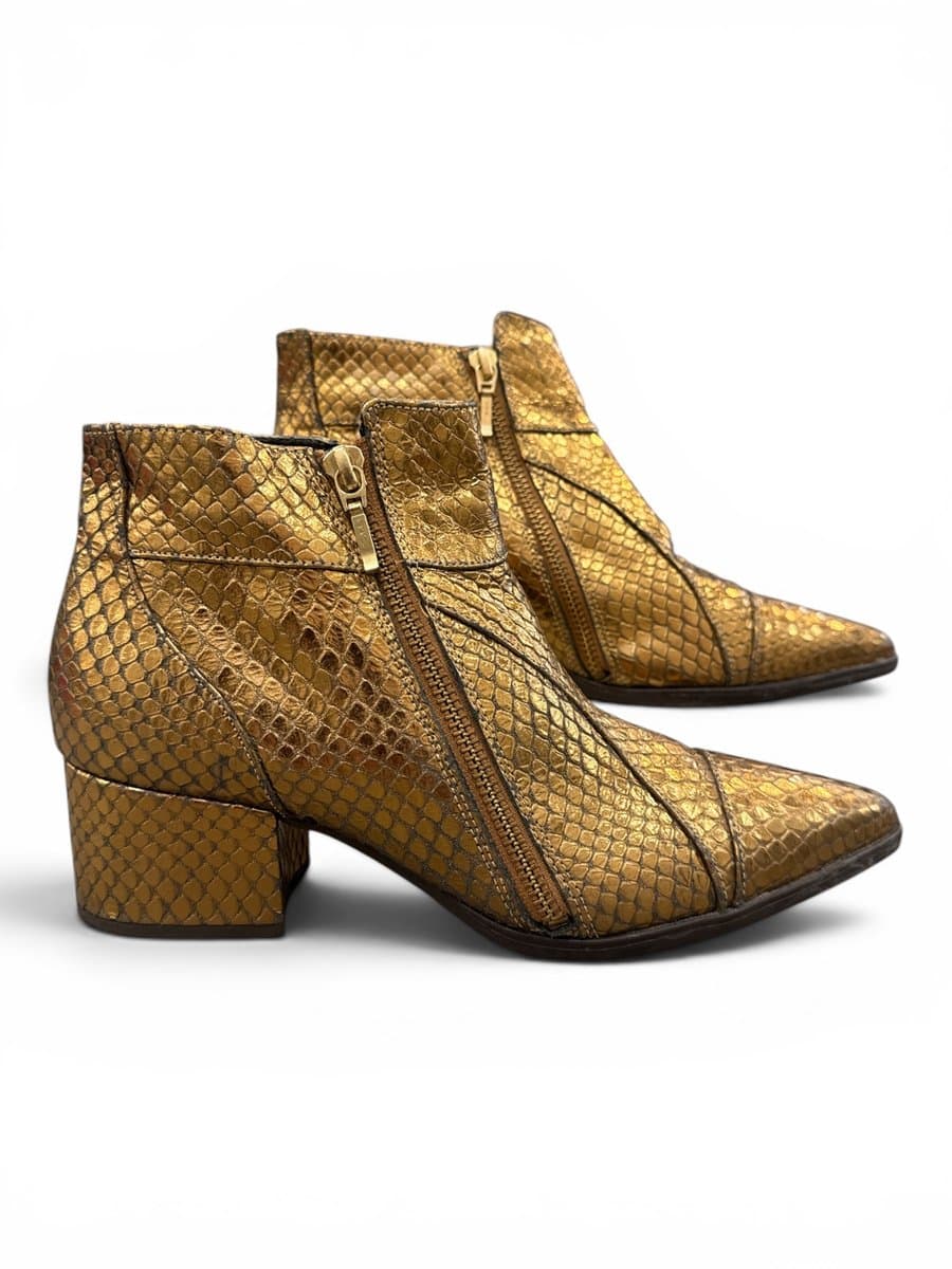 Bota Textura Dourada Luizza Barcelos, Luiza Barcelos, Dourado, tamanho 36