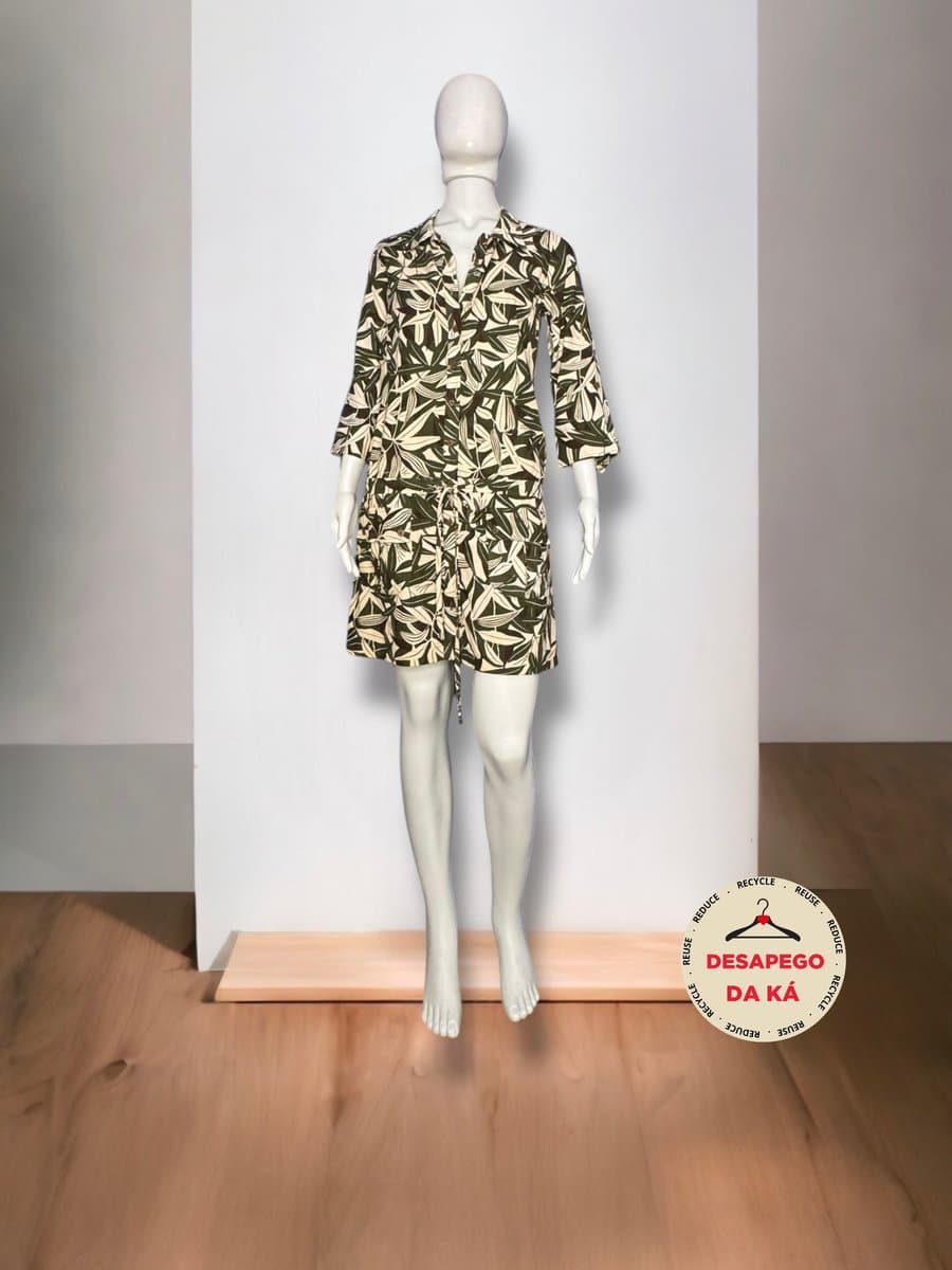 Vestido Chemise Folhagem Mob P, MOB, Estampada, tamanho P — foto 3