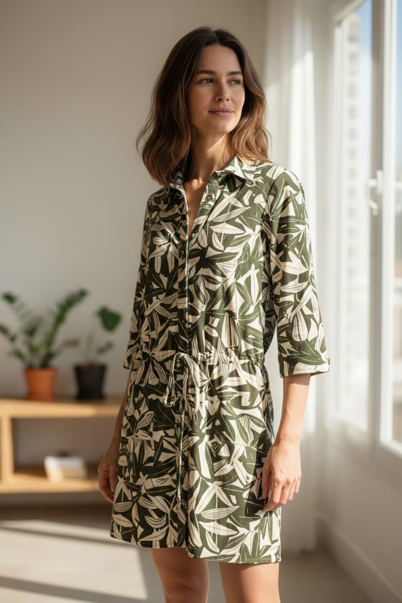 Vestido Chemise Folhagem Mob P, MOB, Estampada, tamanho P — foto 2