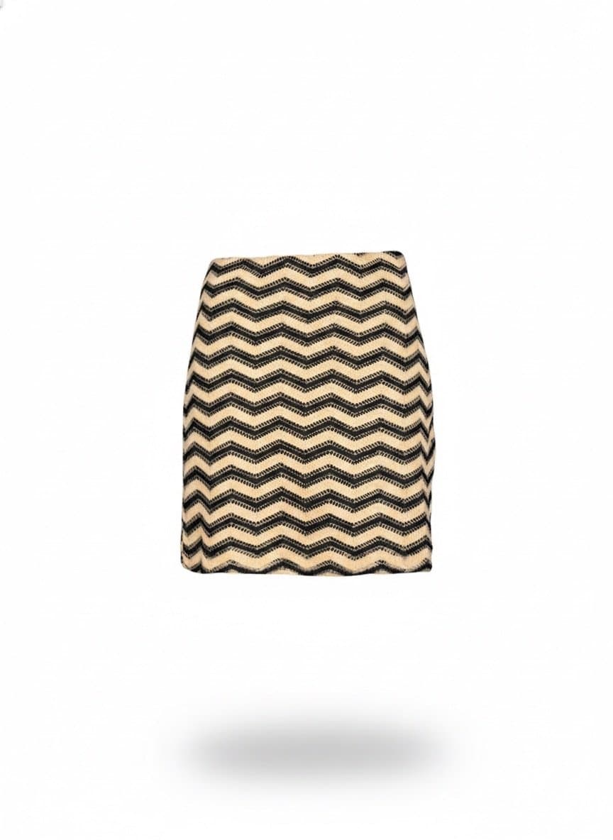 Saia Zigzag Nude/Preto Boneca 40, Nude, tamanho 40