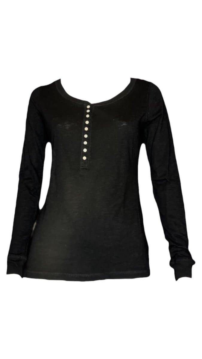 Blusa ML Canelada Botoes Preta P, Preto, tamanho P