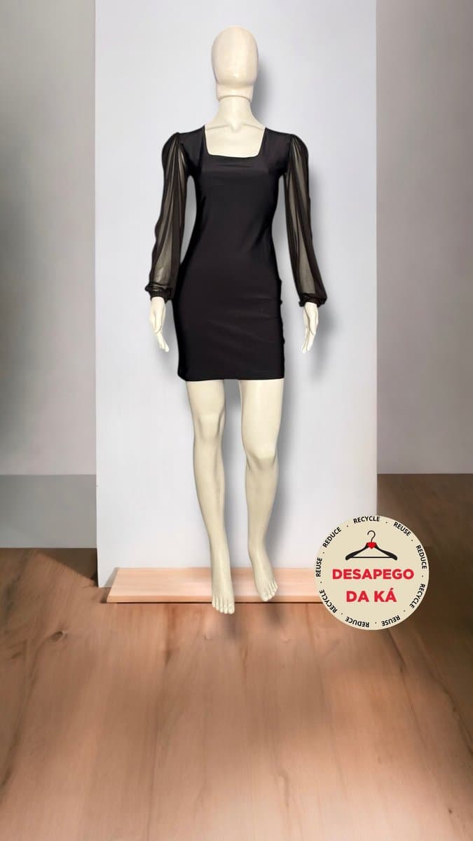 Vestido Preto Tubo ML Tule M, Preto, tamanho M — foto 3
