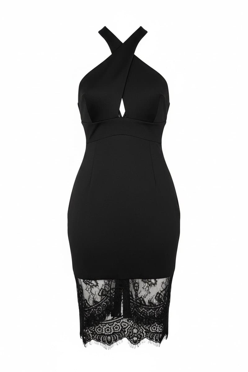 Vestido Tubo Preeto C Renda Johnjohn P, John John, Preto, tamanho P
