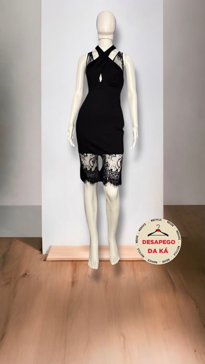 Vestido Tubo Preeto C Renda Johnjohn P, John John, Preto, tamanho P — foto 3