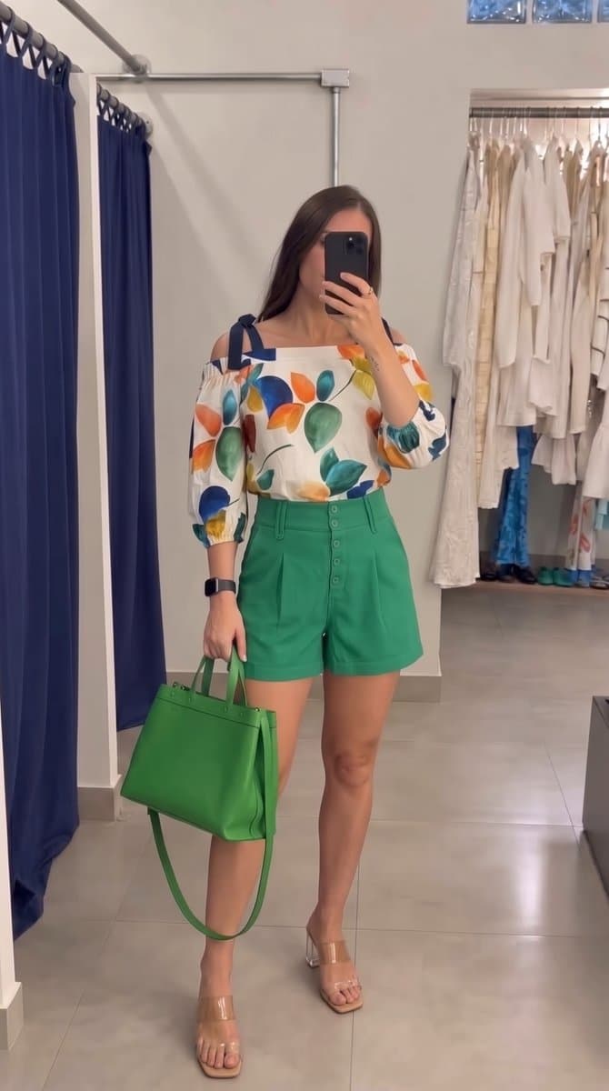 Shorts Verde Kimika P, Kimika, Verde, tamanho P — foto 4