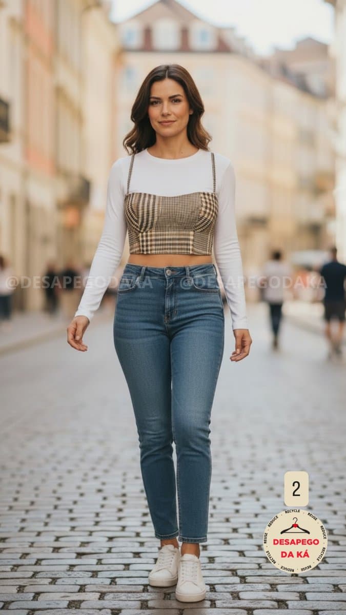 Top Cropped Xadrez Myft, Myft, Estampada, tamanho PP — foto 3