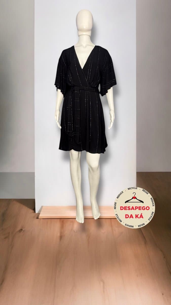 Vestido Curto Fio Metalizado Preto Forum, Forum, Preto, tamanho P — foto 3