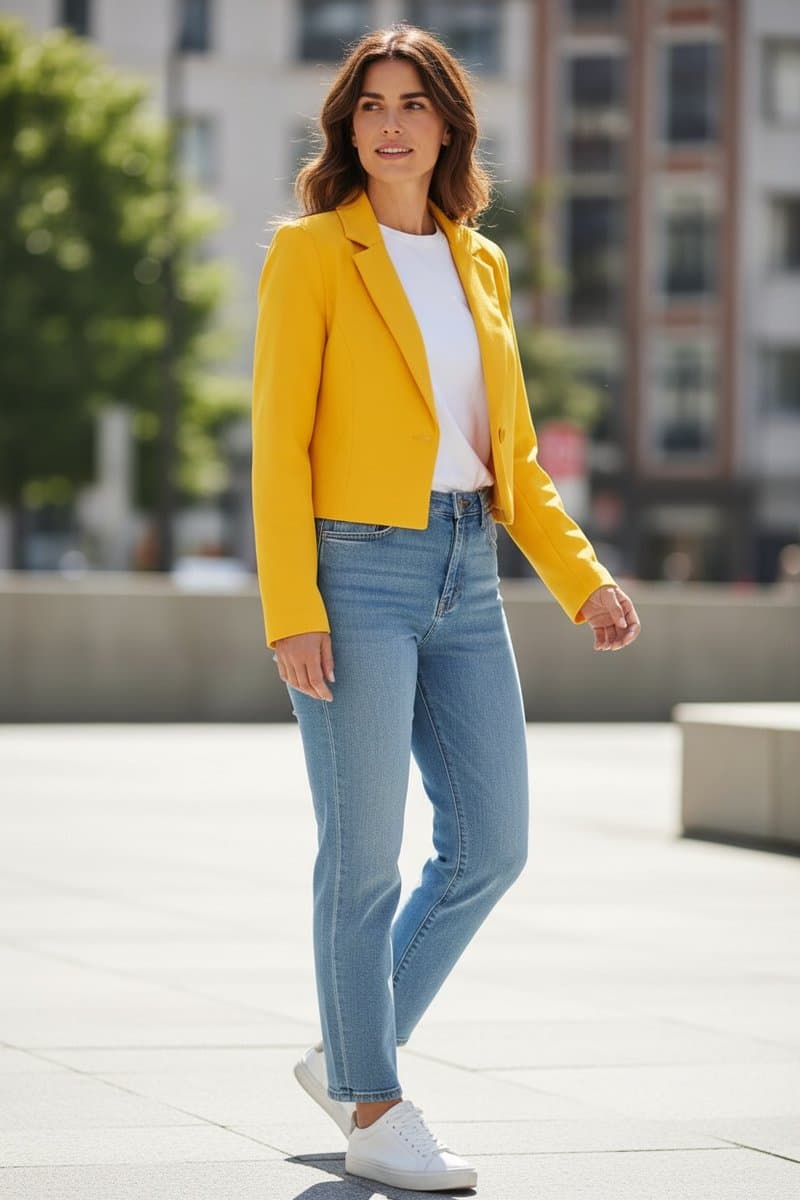 Blazer Cropped Amarelo Myft, Myft, Amarelo, tamanho PP — foto 2