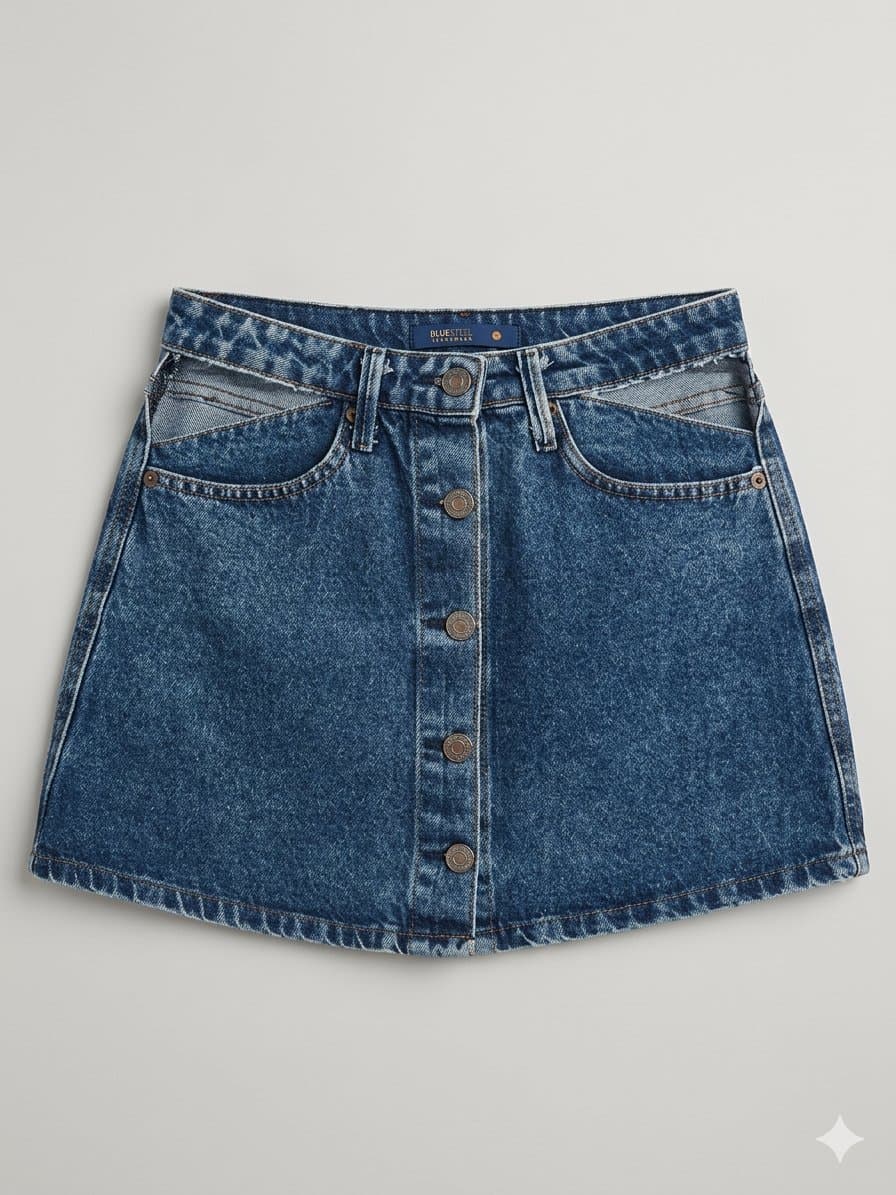 Saia Jeans Botoes Bluesteel 40, Bluesteel, Azul, tamanho 40