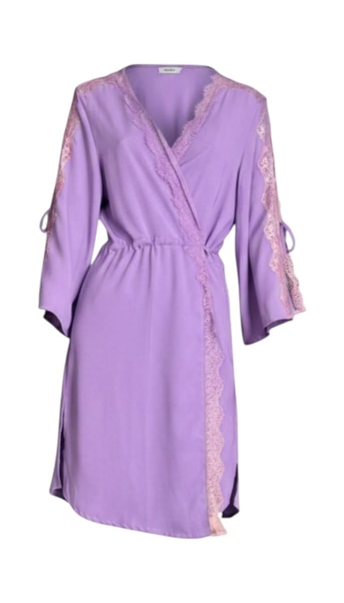 Vestido Roxo Tuart Transpassado C Renda, Tuart, Violeta, tamanho M
