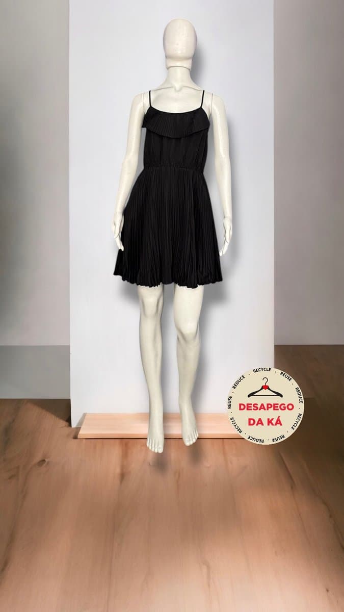 Vestido Preto Plissado Double Zero P, Double Zero, Preto, tamanho P — foto 3