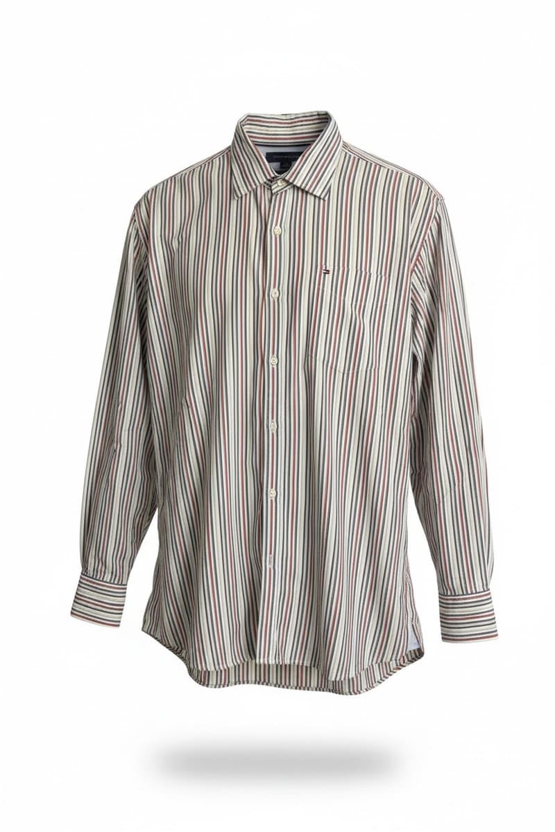 Camisa Ml Listras Off/Azul/Verm Tommy, Tommy Hilfiger, Branco, tamanho G