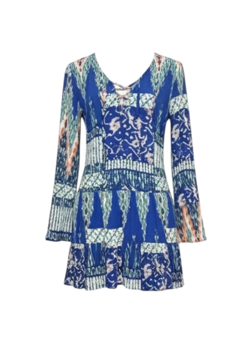 Vestido ML Estampa Azul/Verde Lab PP, Azul, tamanho PP