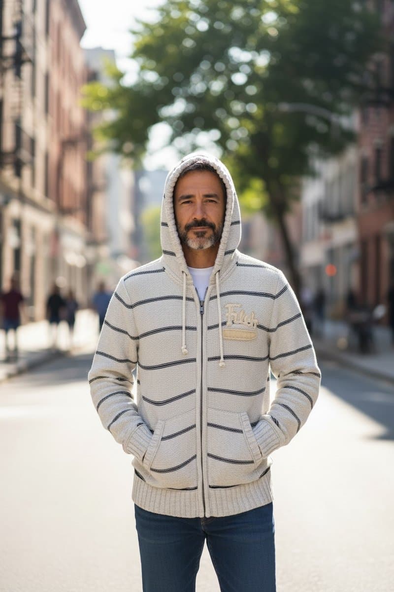 Jaqueta Tricot Mescla / Marinho Abercrombie, Abercrombie & Fitch, Cinza, tamanho G — foto 2