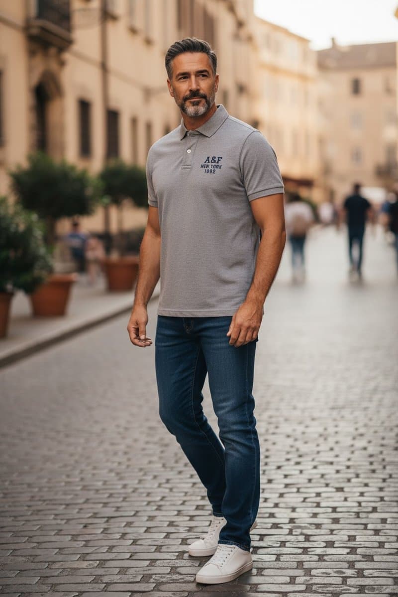 Polo Cinza Abercrombie, Abercrombie & Fitch, Cinza, tamanho XGG — foto 2