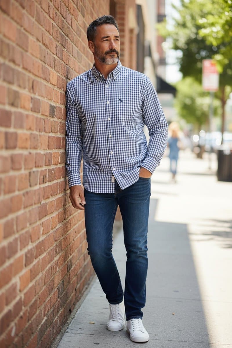 Camisa Ml Xadrez Azul/Off Abercrombie, Abercrombie & Fitch, Azul, tamanho GG — foto 3