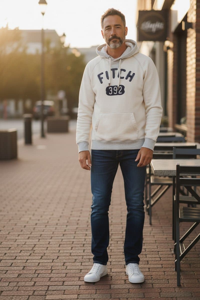 Moletom Off Abercrombie Gg, Abercrombie & Fitch, Branco, tamanho GG — foto 2