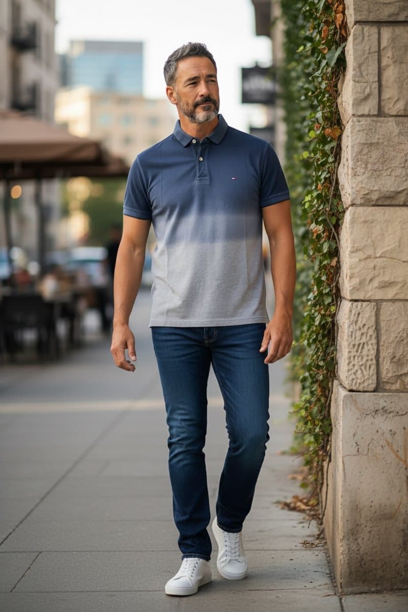 Polo Degrade Azul Tommy, Tommy Hilfiger, Azul, tamanho P — foto 2