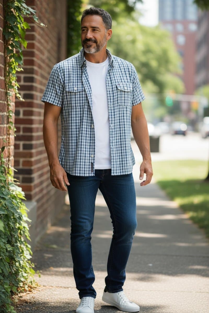 Camisa Mc Xadrez Azul Tommy, Tommy Hilfiger, Azul, tamanho M — foto 2