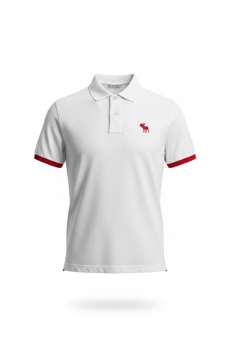 Polo Branca Viés Vermelho Abercrombie, Abercrombie & Fitch, Branco, tamanho XGG