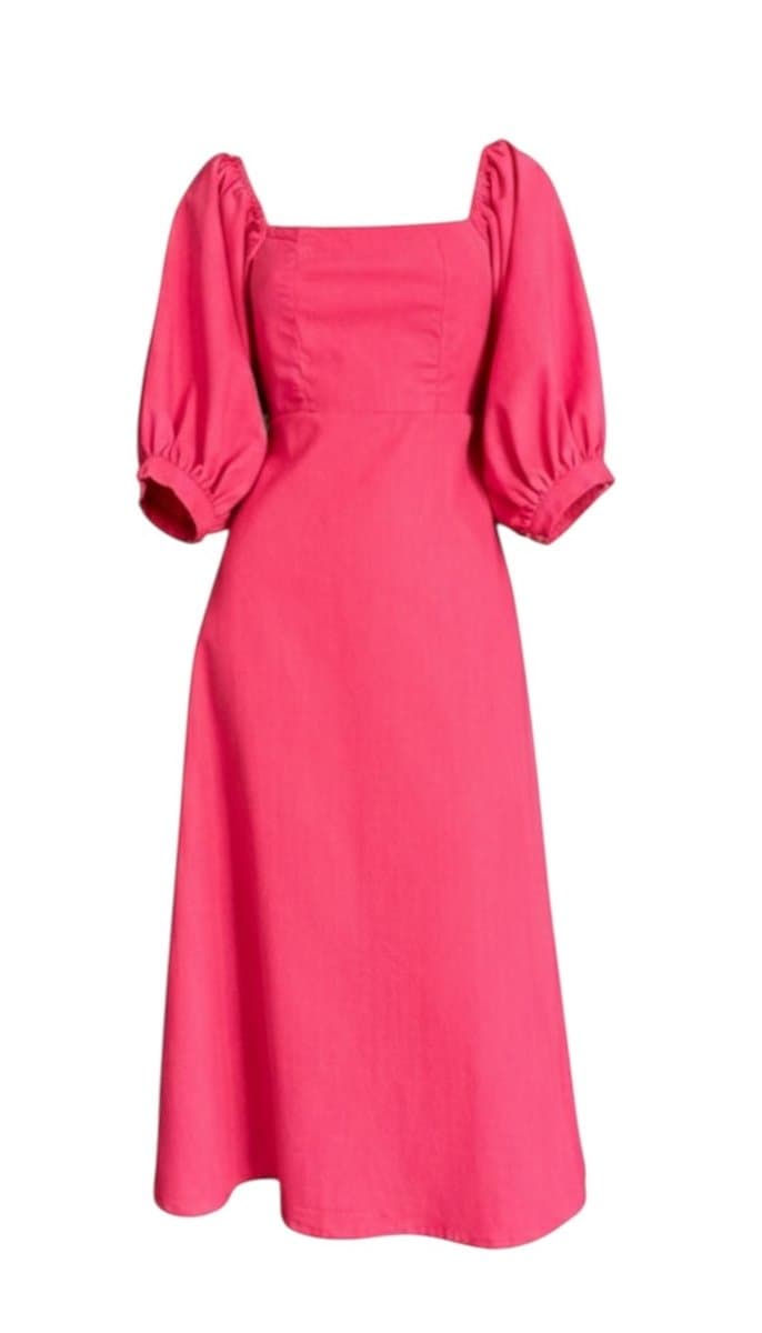 Vestido Midi Manfa Pink Flo Maria P, Rosa-chiclete, tamanho P