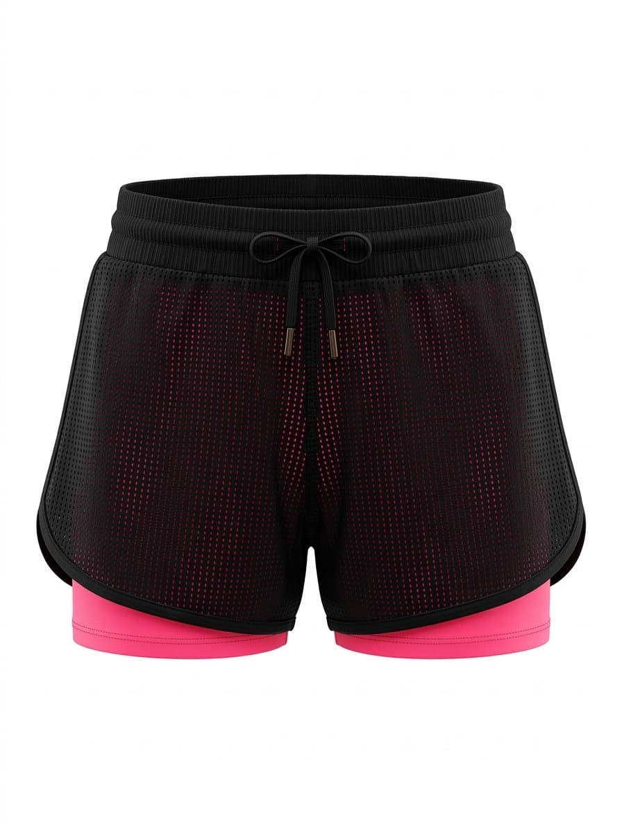 Shorts Preto/Rosa Tela P, Preto, tamanho P