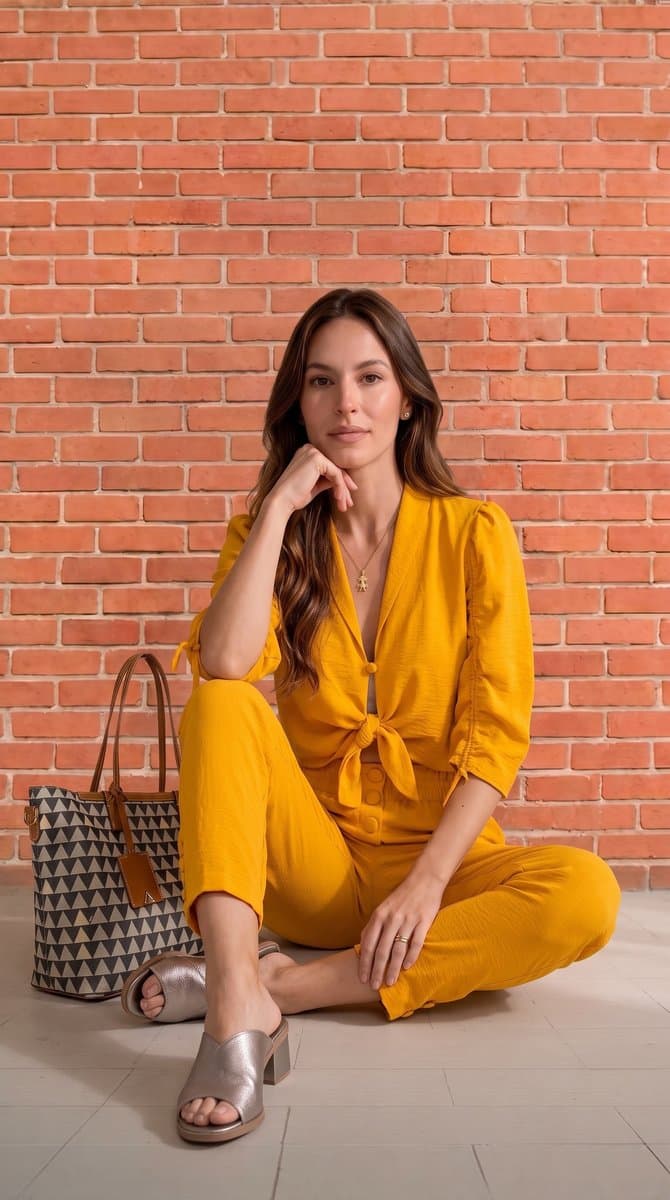 Conjunto Calça+Blusa Mostarda Deposito P, Ocre, tamanho P — foto 3