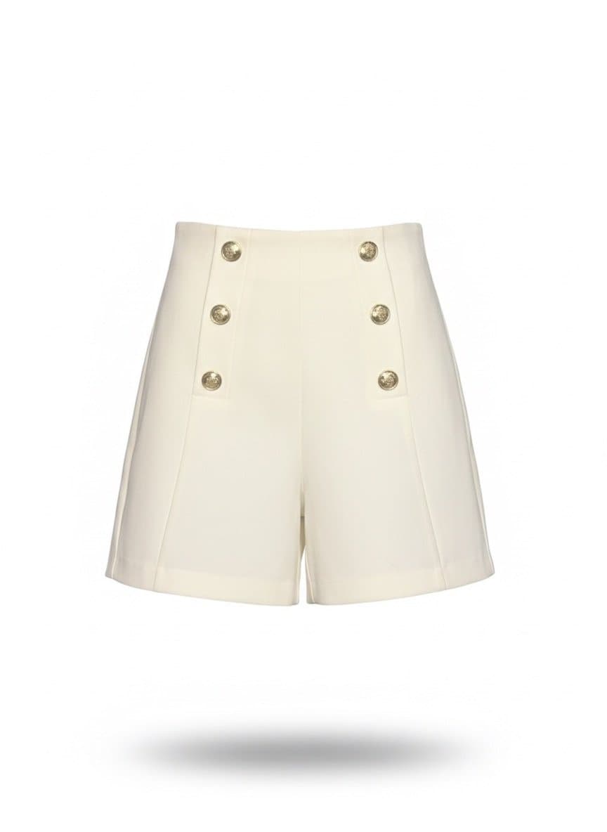 Shorts Branco Botoes Dourado Zara P, Zara, Branco, tamanho P
