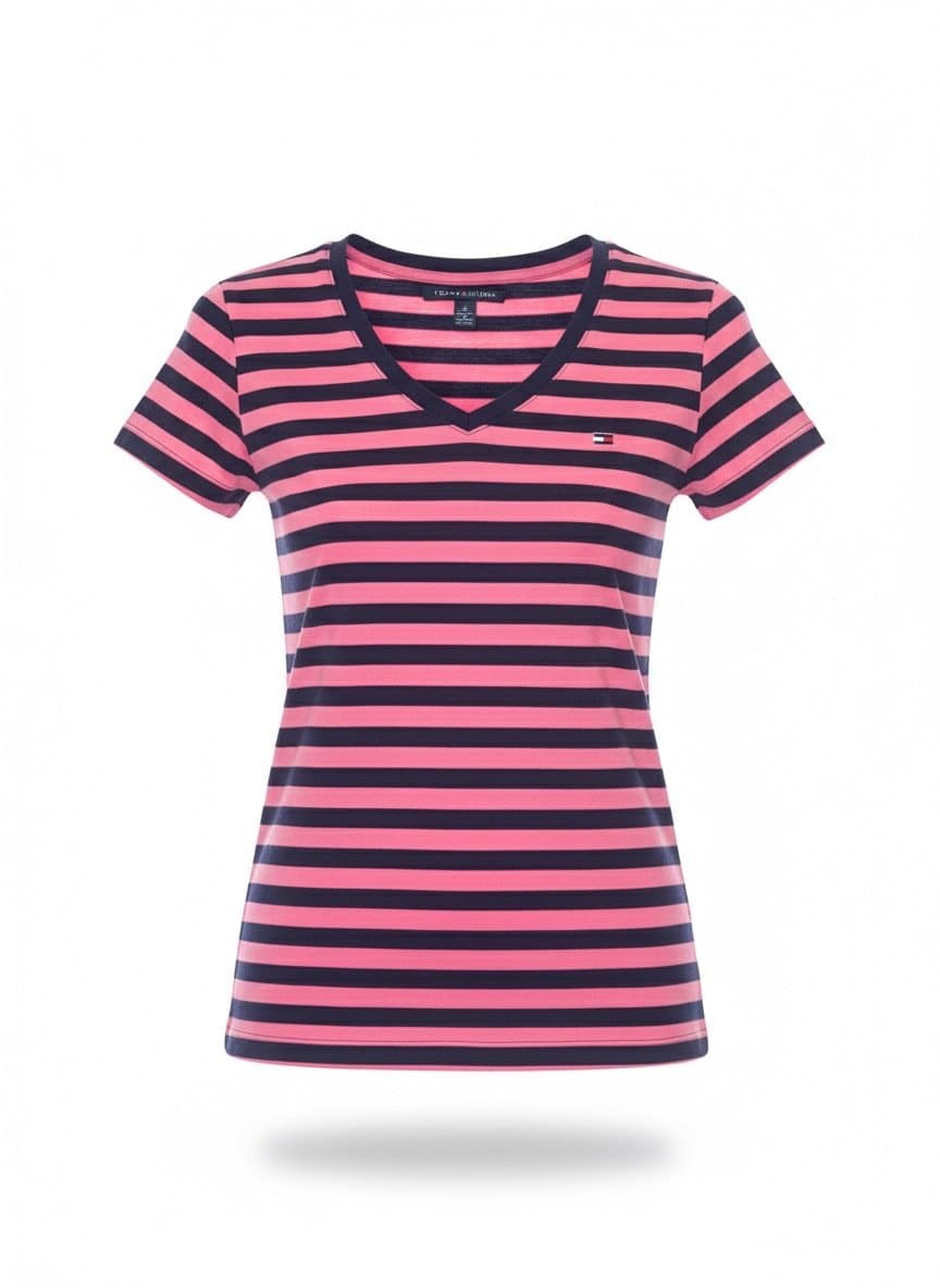 Tee Listra Pink/Marinho Tommy P, Tommy Hilfiger, Rosa-chiclete, tamanho P