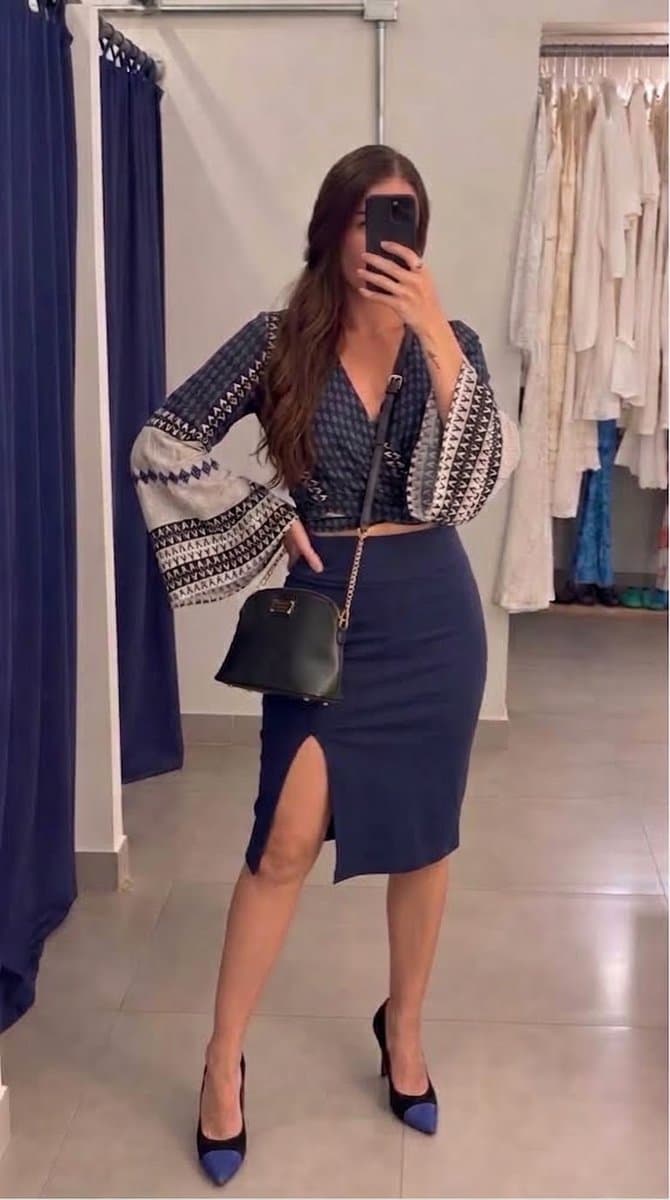 Saia Lapis Marinho Forever 21 P, Forever 21, Azul-marinho, tamanho P — foto 4