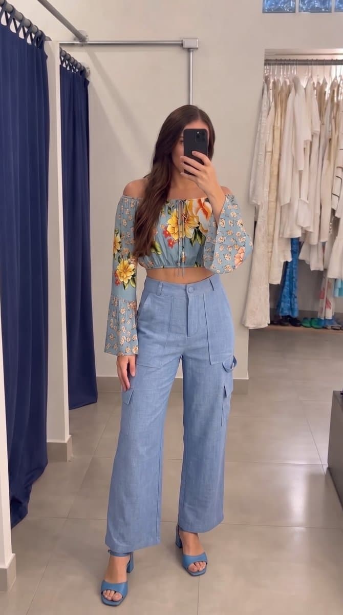 Calça Azul Chic Paris P, Azul, tamanho P — foto 4