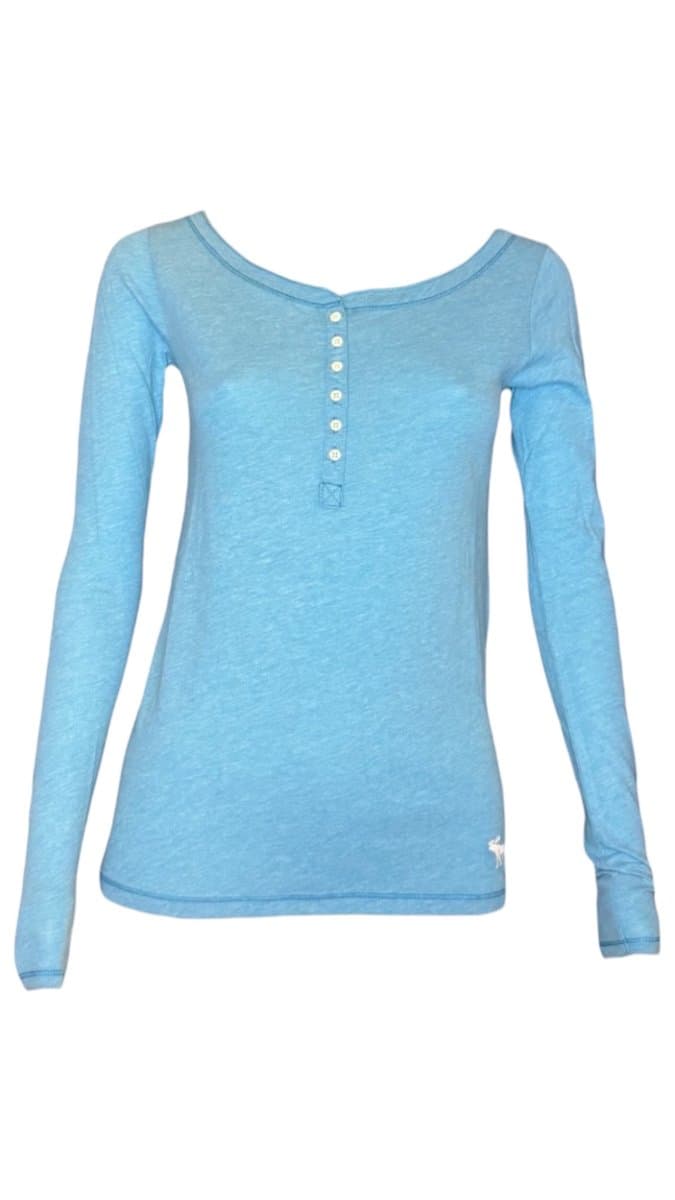 Tee ML Botoes Azul Abercrombie PP, Abercrombie & Fitch, Azul, tamanho PP