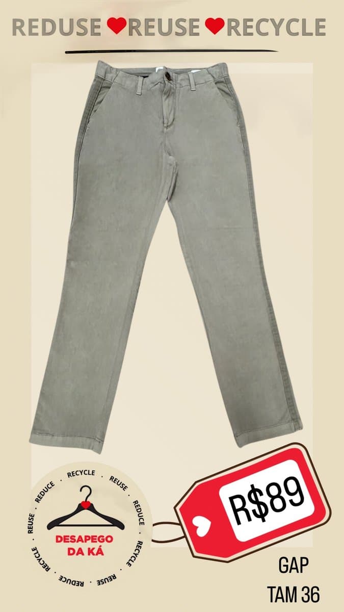 Calça Sarja Fendi Gap M, Fendi, Cinza, tamanho M