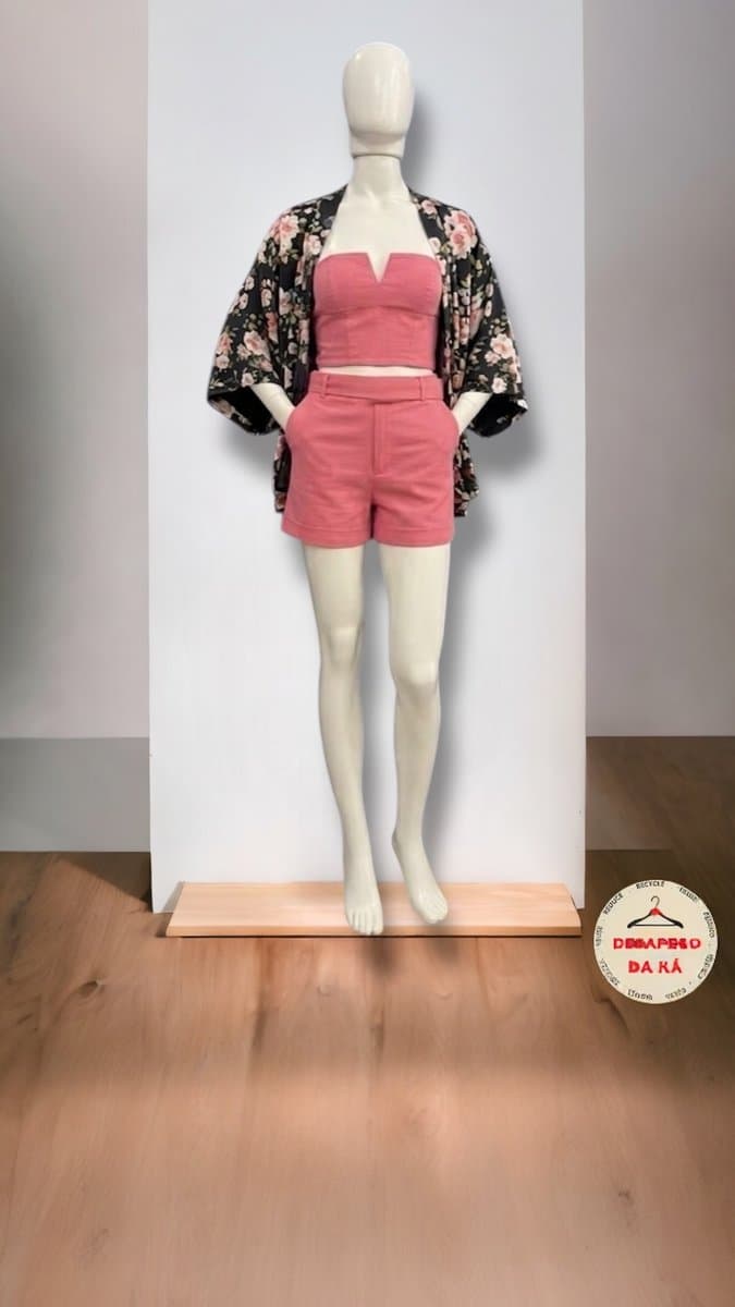 Conjunto Top+Shorts Rosa Tob, Rosa, tamanho P — foto 4