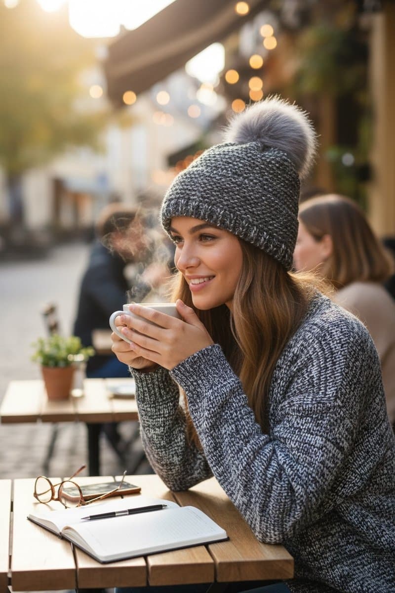 Gorro Cinza Pompom, Cinza, tamanho UN — foto 2
